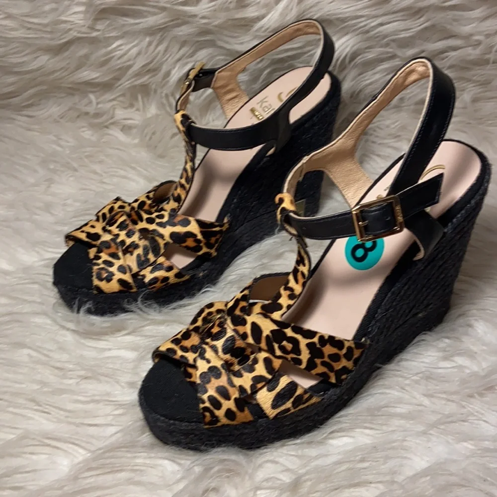 Nwt Kanna Suede Espadrille Platform Wedge animal Sandals